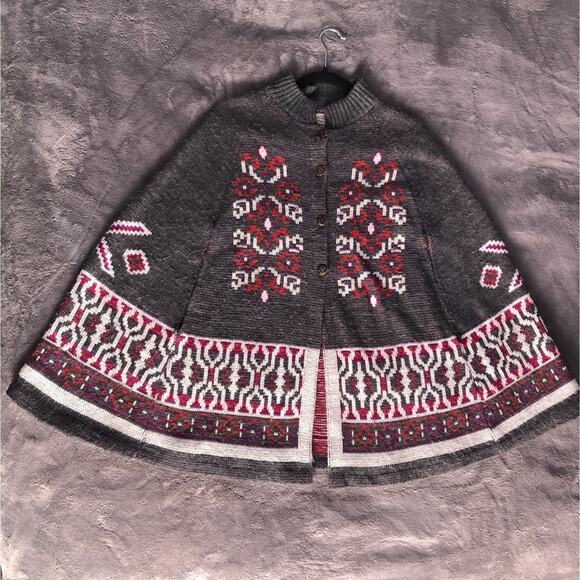 VTG 70s Sturbridge by Roosevelt Knit Cape Poncho Womens Size M/L Aztec Kachina - Picture 1 of 13